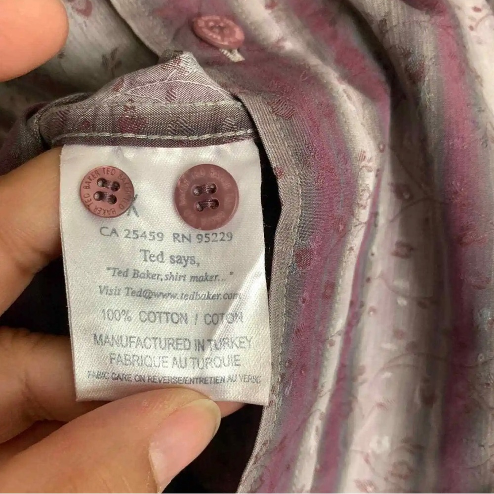 Ted Baker Stripe Purple Button Down (Size 4 or Large) - Picture 6 of 6